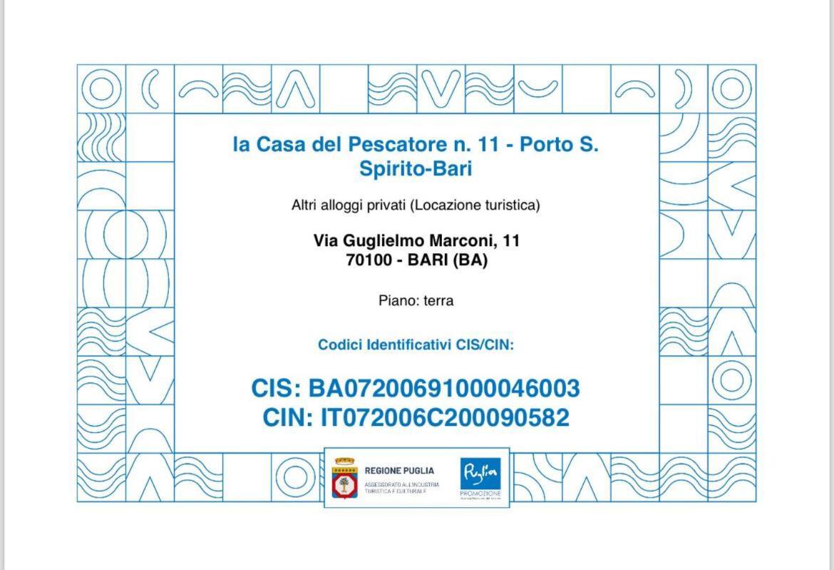 La Casa Del Pescatore N 11 - Porto Di St Spirito Bari Exterior photo